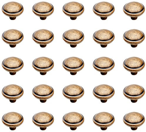 Emuca - Tirador para mueble, pomo para cajón, Zamak, Acabado bronce, Set de 25