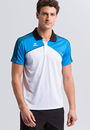 ERIMA Herren Poloshirt Premium One 2.0 Poloshirt, weiß/curacao/schwarz, L, 1111804