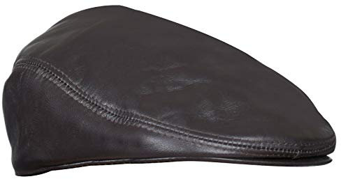 Infinity Leather Echtes Braun Leder Ivy Barett Zeitungsjunge Gatsby Golf Cabbie Schiebermütze XL