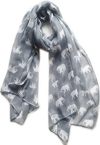 GlamLondon Damen-Schal mit Elefanten-Aufdruck, grau, 42