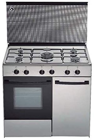 Cocina de gas butano/natural Haltra P5-FX, 5 quemadores, Horno, acabado Inox