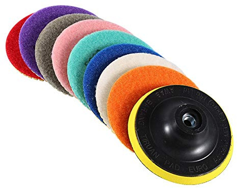 Polierpad-Set für Politur, Scheiben für Schleifscheiben, Schleifscheiben mit Schleifscheiben für Nassschleifen aus Granit, 100 mm, 8 Stück