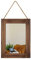 Emaison Rustikaler Wandspiegel mit Holzrahmen, 40,6 x 30,5 cm, mit Seil zum Aufhängen, für Eingangsbereich, Schlafzimmer, Badezimmer, Kommode, Braun