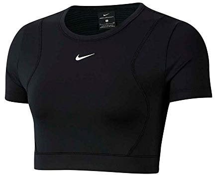 Nike W Np Aeroadpt Ss Crop Top Tank Top - Black/Black/(Metallic Silver), Large
