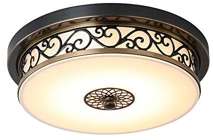36W LED Antik Deckenleuchte Flurlampe Retro Deckenlampe Vintage Rund Design Metall Eisen Glas Lampeschirm Wohnzimmer Esszimmer Schlafzimmer Bad Küche Decken Leuchten Schwarz Ø50cm