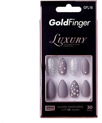 Halloween Nails Gold Finger Full Cover Nails Luxury Design Long Length