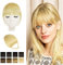 BARSDAR Echtes Menschliches Haar Clip in Pony, Menschliches Haar Clip in Bangs für Frauen - Hellblond Dick Pony Extensions Fringe mit Bügeln färbbar Echtes Haar Bangs Haarteile - Bleichblond