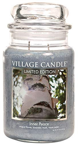 Village Candle Große Apotheker-Duftkerze im Glas, 600 ml, Grau