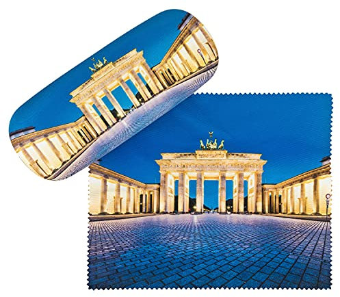 VON LILIENFELD Brillenetui Berlin Brandenburger Tor Foto Motiv Etui Brille Mikrofaser Brillenputztuch Brillenbox Stabiles Hardcase Set mit Stoff bezogen