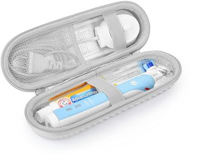 PhD Keisi Reiseetui für elektrische Zahnbürste für Braun Oral B Pro 1/2 2900, 2000, 2500, 200, 750, SmartSeries, Smart 4 mit Zubehöraufbewahrung, tragbares Hartschalen-Reiseetui, Silber