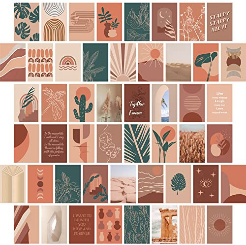 Boho 50 PCS Wall College Kit Cute Room Decor Ästhetische Vintage Bild für Teen Girls Foto Wand Kunstdruck für Schlafzimmer Indie Room Decor Vsco Poster Wandcollage 10X15 CM