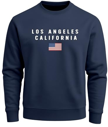 Neverless® Sweatshirt Herren Bedruckt Schriftzug California Los Angeles USA Amerika Flagge Rundhals-Pullover