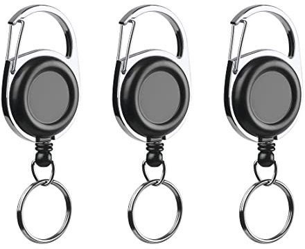 Clyhon Ausweisjojo Schlüssel JoJo Ausweis JoJo mit Schlüsselring 2 in 1 für ID Badge Holder Kartenhalter Schlüsselkarten (3 Pcs Schwarz)