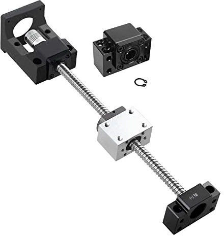 CNCMANS SFU1204 Juego de husillo de bolas de 600 mm con soporte final BK10/BF10, embrague, carcasa de tuerca DSG12H y soporte de motor para motor paso a paso Nema 23 de 57 mm