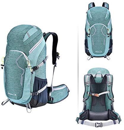 KLZUOPT Wanderrucksack 50L Outdoor Reiserucksack Wasserdichter Nylon Fahrradrucksack Männer/Frauen Camping Bergsteigen Tasche mit Regenschutz