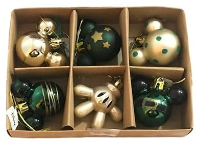 Disney Mickey Mouse & Minnie Mouse Green Pack Of 6 Baubles Christmas Decorations