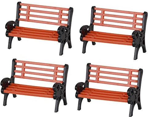 cobee Miniatur Puppenhausbank, Kunststoff Puppenhausbank, Mini Parkbänke Modell Parkbank Puppenhausmöbel Parkstraßenbank Stuhlmodell für Puppenzubehör Dekoration