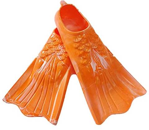 ENEN Schwimmflossen, Schnorchelflossen kurz Verstellbare Flossen für Kinder Erwachsene zum Schnorcheln, Schwimmen (Orange Weiß,XXL(45-47 Meter))