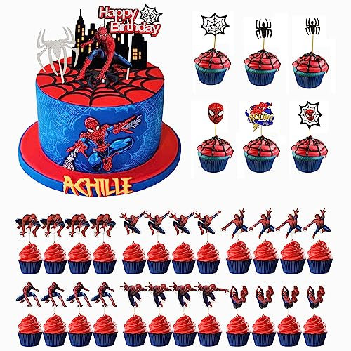 Tortendeko, 34 Stück Tortendeko Geburtstag, Cupcake Toppers Dekoration, Cake Topper Geburtstag Kuchendeko, Happy Birthday Dekoration für Junge Mädchen Geburtstags Themen Party