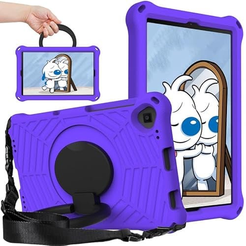 For Lenovo Tab K10 (2021 Released) Kids Case 10.3-Inch, Spider Web Pattern EVA Foam, with Ring Handle Stand & Shoulder Strap Tablet Case For Lenovo K10 TB-X6C6F TB-X6C6X TB-X6C6NBF, Purple