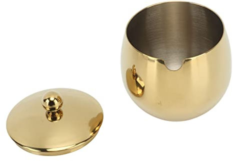 Wifehelper Azucarero de Acero Inoxidable, Acabado Pulido, Contenedor de Especias, Gran Capacidad con Tapa para Cocina (Oro)