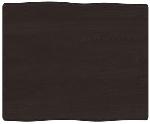 vidaXL Tischplatte, Holzplatte für Tisch Esstisch Couchtisch, Massivholzplatte Handgefertigt mit Baumkante, Ersatztischplatte, Dunkelbraun 60x50x(2-4) cm Massivholz Behandelt