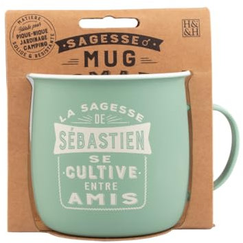 Mug Nomade - Mug à thé et café personnalisé Sébastien - Cadeau pour Homme, Couleurs Pastel.