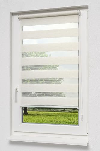 LYSEL Qualitätsdoppelrollo mit Klemmträgern (B x H) 60cm x 150cm in beige/leinen, zum Klemmen und Schrauben