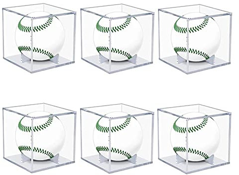 moonsun 6 Teilige Baseball Vitrine, UV GeschüTzte Acryl Vitrine Halter, Durchsichtige Vitrine Halter, ErinnerungsstüCke, Autogramm Ball Schaukasten