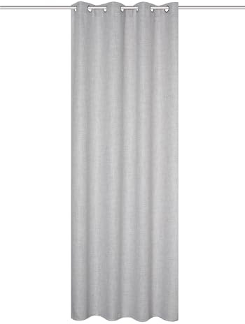 HOME WOHNIDEEN Fertigschal LINORA mit Ösen in Leinenstruktur, 245x140 cm, Blickdicht, Farbe:grau, Größe:245 x 140 cm, Anzahl: 1x