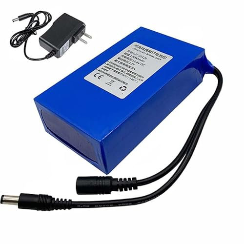 HSSYTZOUL Lithium Battery Pack 12 V DC Rechargeable Lithium Ion Battery Pack 12 Ah Powerful Portable Lithium Polymer Battery Suitable for Power Supply Equipment 12 V with Charger,Blue12000mAH