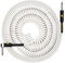 VOHALO Coiled Guitar Cable 36feet/11m Coiled Instrument Cable for Guitar Bass 1/4 Right Angle to Straight, White