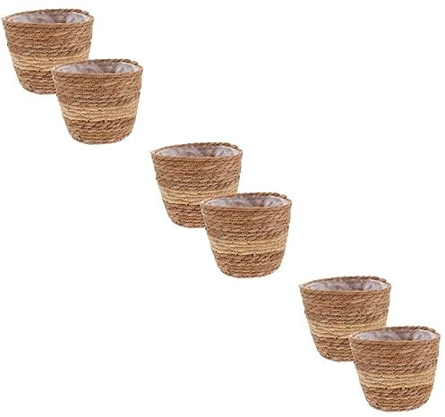 BESPORTBLE 6pcs Hand Woven Seagrass Plant Basket Natural Decorative Planter Baskets Ideal for Indoor Plants Home Decor Garden Use Container