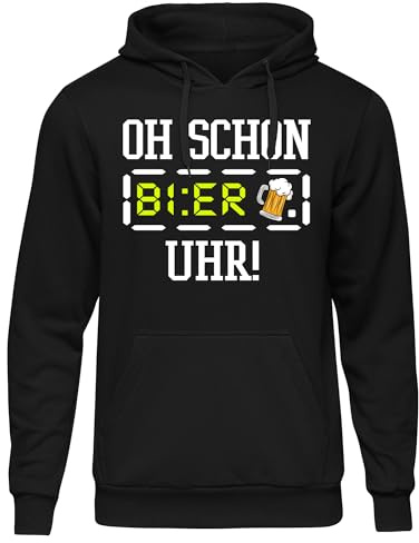 UGLYSHIRT Bier Uhr Herren Kapuzenpullover | Sprüche Pullover Männer Mallorca Party Saufen Pullover Alkohol Hoodie Herren Beer