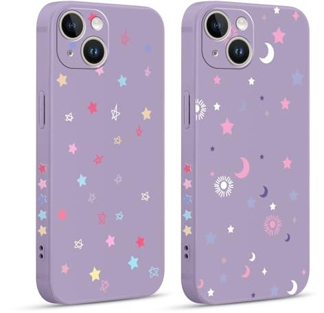 Pnakqil 2 Piezas Funda para Apple iPhone 13 6,1, Lindo Jardín de Flores Dibujos Athestic Pattern Fundas Estética Proteger Caso Silicona Covercon Cámara Suave Carcasa para iPhone 13, 3