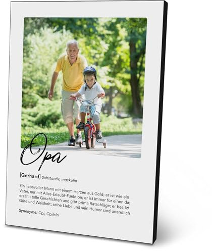ARTFAVES® Personalisiertes Bild - Opa Worterklärung mit Foto - Geschenk für Großvater, Danke als Poster 21 x 30/30 x 40 cm ohne/mit Rahmen oder als Holzbild