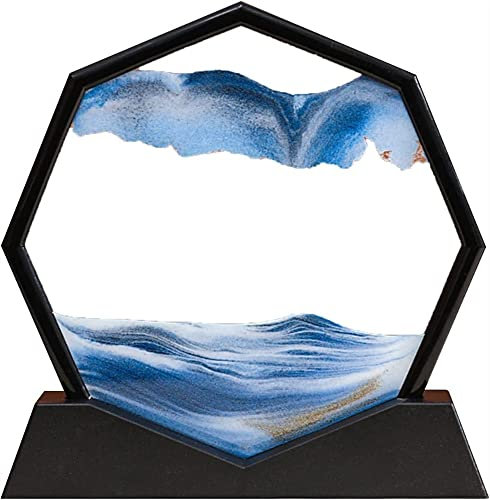 Mouvement liquide d'art de sable mobile 3D, image d'art de sable mobile, sablier liquide octogonal paysage de sable dynamique peinture de sables mouvants for la décoration intérieure for la décoration
