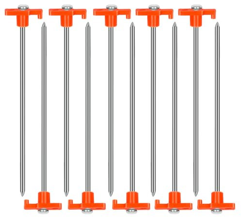 KufaerBeam 10 Pack Tent Pegs Metal Heavy Duty Camping Pegs Awning & Hard Ground Pegs Heavy Duty Tent Pegs for General Purpose, Rock or Hard ground, Tents, Awnings, Camping