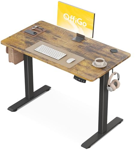OffiGo Kinderschreibtisch Höhenverstellbar, 100 cm Elektrischer Schreibtisch, Einteilige Tischplatte 18mm, Ergonomischer Tisch für Kinder und Jugendliche ab 6 Jahren, Braun