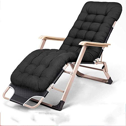Outdoor Zero Liegestuhl mit Kissen, verstellbare Rückenlehne, Sonnenliege für Garten, Terrasse, Rasen, Camping, Innenliege