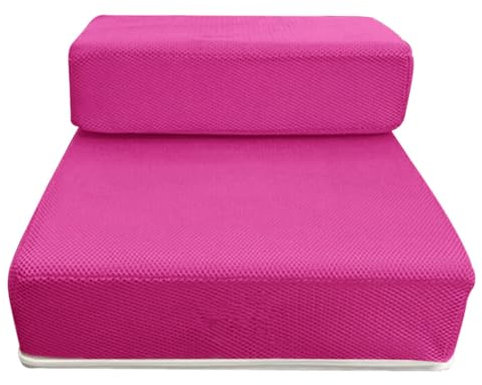 Faltbar Hundetreppe 2-Stufen Haustiertreppe für Kleine Hunde und Katze, Waschbar Katzentreppe Abnehmbar Tragbar Hunderampe für Bett, Sofa, Couch und Auto (Hotpink, 35 x 30 x20cm, 2)