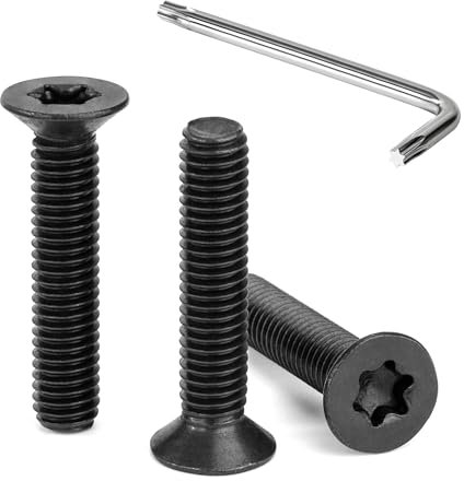 Tunejoy Vis à Tête Fraisée Torx M6 x 30 mm Noir Vis à Six Pans Creux en Acier Inoxydable A2 V2A à Tête Fraisée Métaux avec Clé T30 Filetage Complet 30 Pièces