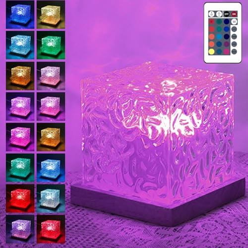 GBKDQQ Proyector de cielo estrellado, lámpara de ondas de agua, 16 colores, dinámica, rotatoria, luz oceánica, luz LED colorida luz nocturna USB, lámpara de onda con mando a distancia para regalo de