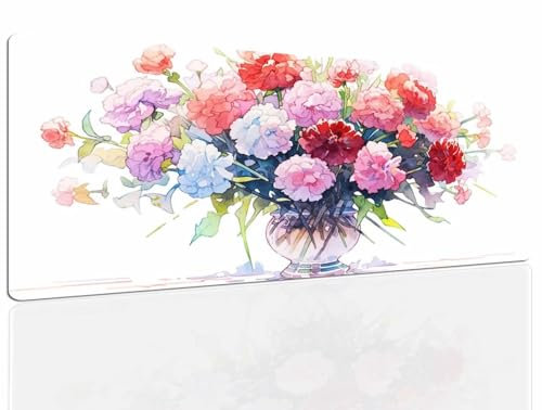 Vase Mouse Mat Large Gaming Mouse Pad, Waterproof Desk Mat Large Gaming Mousepad Extended XXL, Mouse Pads Mousemat with Non-Slip Rubber Base Stitched Edges Mouse and Keyboard Laptop Mat 55x31in 1269