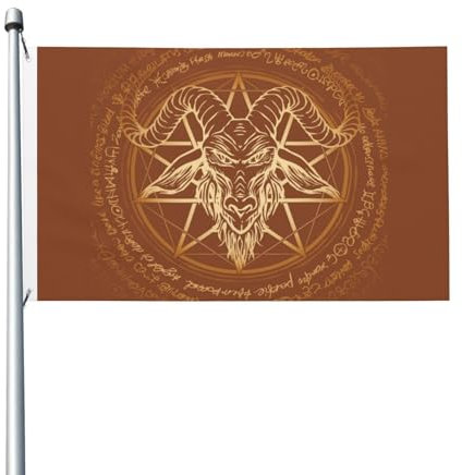 Pentagramm Dämon Satanischer Ziegenkopf Vintage Fahne Flagge Langlebig Banner Für Outdoor Porch Indoor 90X150Cm