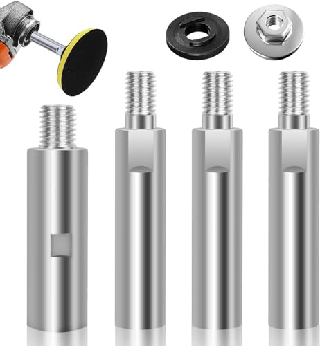 CYUaoao Winkelschleifer Verlängerung Set, 3 Stück M10 Polisher Verlängerung Schaft und 1Stück M14 Adapter Stange mit 100 Typ Druckplatten, 80mm 75mm Pleuelstange für Winkelschleifer,Poliermaschine