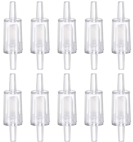 M METERXITY 10-Pack Aquarium Air Check Valve, Plastic One Way Non-Return Valves Air Valve Air Tubing Accessories Air Pump Accessories for 3/16 Airline Tubing Fish Tank [Clear White]