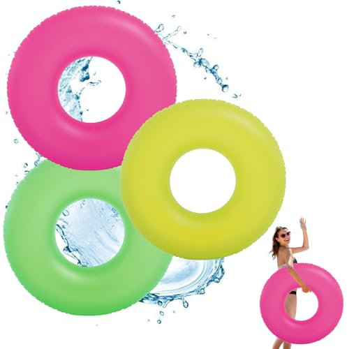 MORAINJAY Lot de 3 bouées gonflables pour adulte - Diamètre : 91 cm - Grand anneau de piscine - Pour l'été - Pour piscine d'été - Fête de piscine
