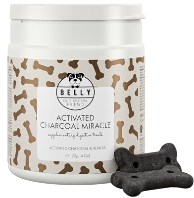 Belly Activated Charcoal Biscuits for Dogs -120g - Digestive Support | Comfort Treats | Nutrient Absorption | Natural Dog Treats Filled With Fibre | Fix Bloating & Gas | Made in Germany