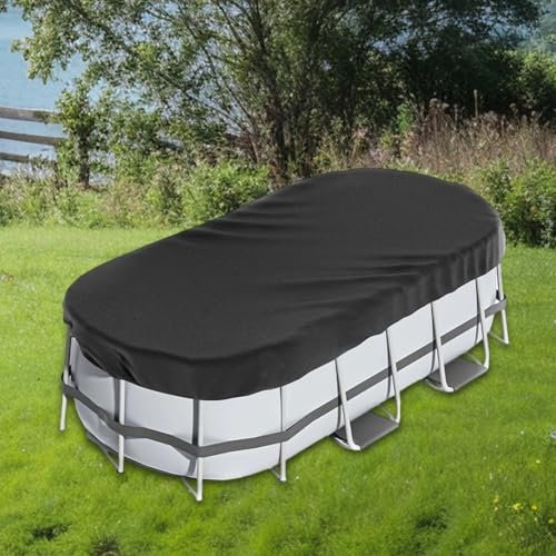 Cubierta de piscina, cubierta ovalada para piscina, cubiertas protectoras para piscinas Oxford 210D para piscinas elípticas dobles cuadradas (7 x 10 pies)